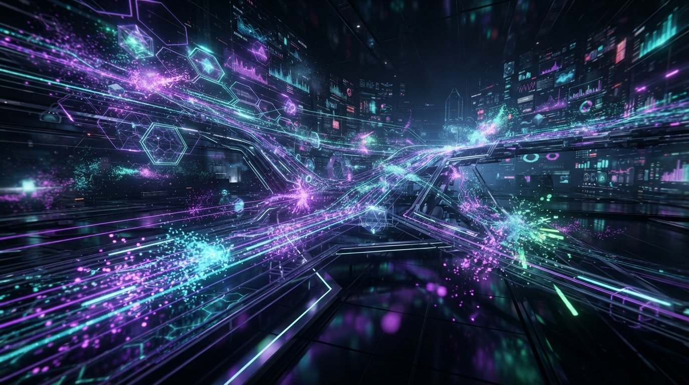 Digital assets flowing through the market concept